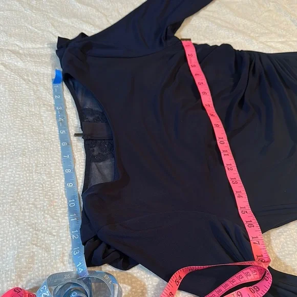 Elegant Navy Blue Long Sleeve Dress - Picture 9 of 16